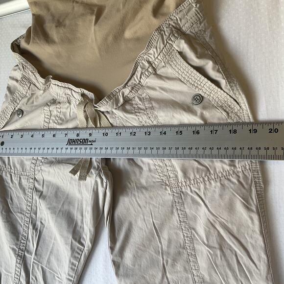Motherhood Maternity Women Khaki Pants Size S Beige Button Drawstring 27" Inseam - Picture 6 of 10